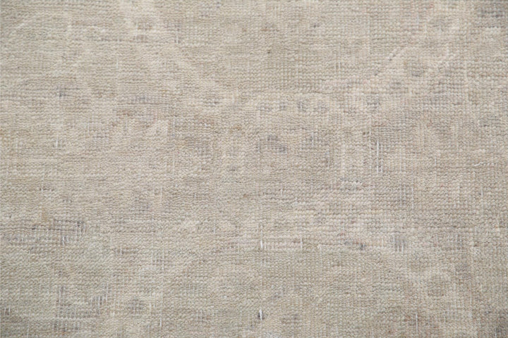 Green Afghan Tabriz Rug 2'9" x 10'6" Hand-Knotted field