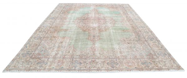 Grey Afghan Vintage Rug 9'7" x 13'1" Hand-Knotted view 10
