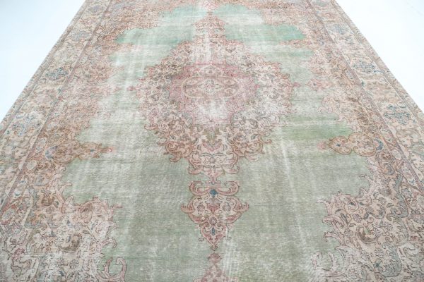 Grey Afghan Vintage Rug 9'7" x 13'1" Hand-Knotted pattern