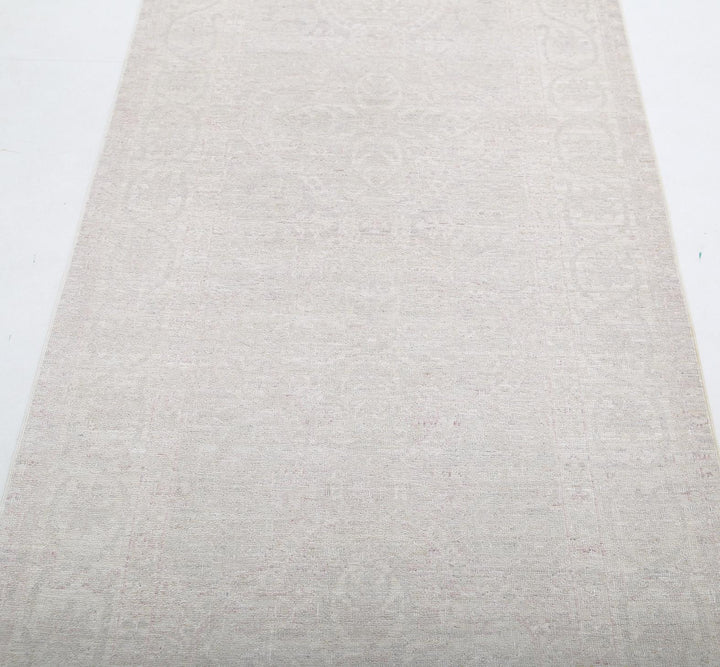 Green Afghan Tabriz Rug 2'11" x 10'4" Hand-Knotted pattern