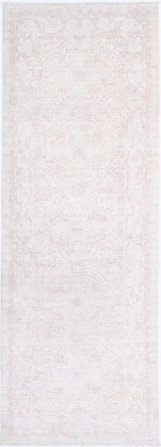 Ivory Pakistani Serenity Runner Rug 2'8" x 7'9" Hand-Knotted
