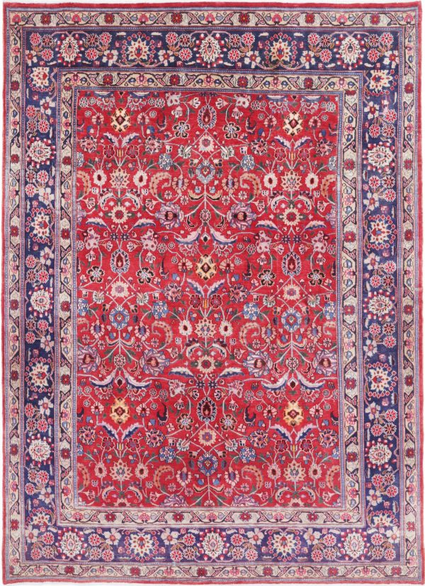 Red Afghan Mahal Rug 6'9" x 9'6" Hand-Knotted