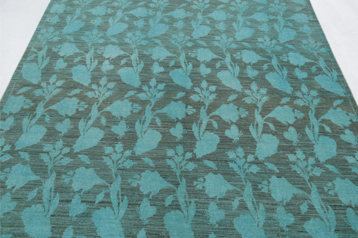 Green Overdye Rug 6'1" x 8'4" Hand-Knotted pattern