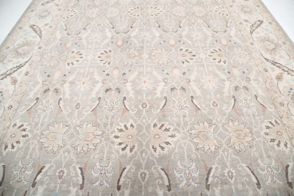 Grey Pakistani Tabriz Rug 10' 3" x 13' 10" Hand-Knotted view 14