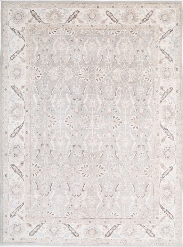 Grey Pakistani Tabriz Rug 10' 3" x 13' 10" Hand-Knotted view 10