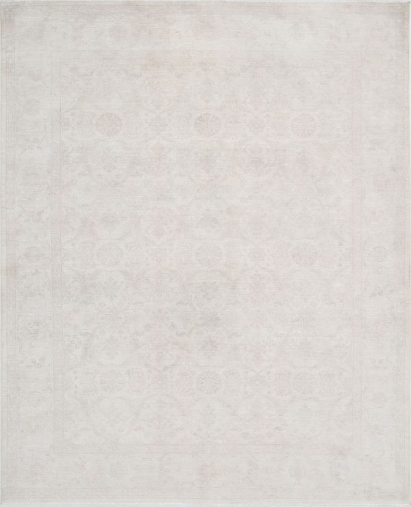 Ivory Pakistani Tabriz Rug 8' 0" x 10' 2" Hand-Knotted