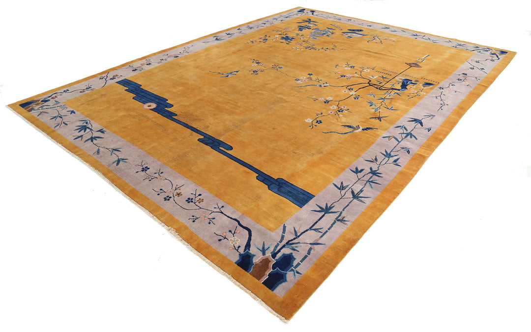 Hand Knotted Antique Nickel Wool Rug 9' 10" x 13' 2" - No. AT77055