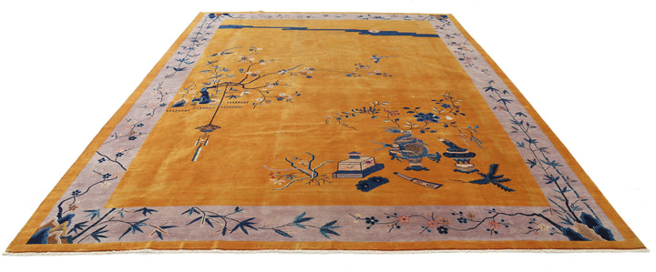 Hand Knotted Antique Nickel Wool Rug 9' 10" x 13' 2" - No. AT77055