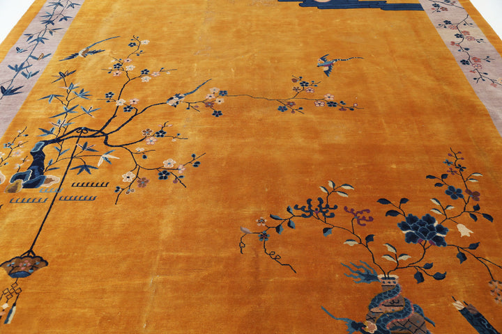 Hand Knotted Antique Nickel Wool Rug 9' 10" x 13' 2" - No. AT77055