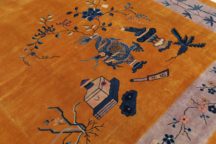 Hand Knotted Antique Nickel Wool Rug 9' 10" x 13' 2" - No. AT77055