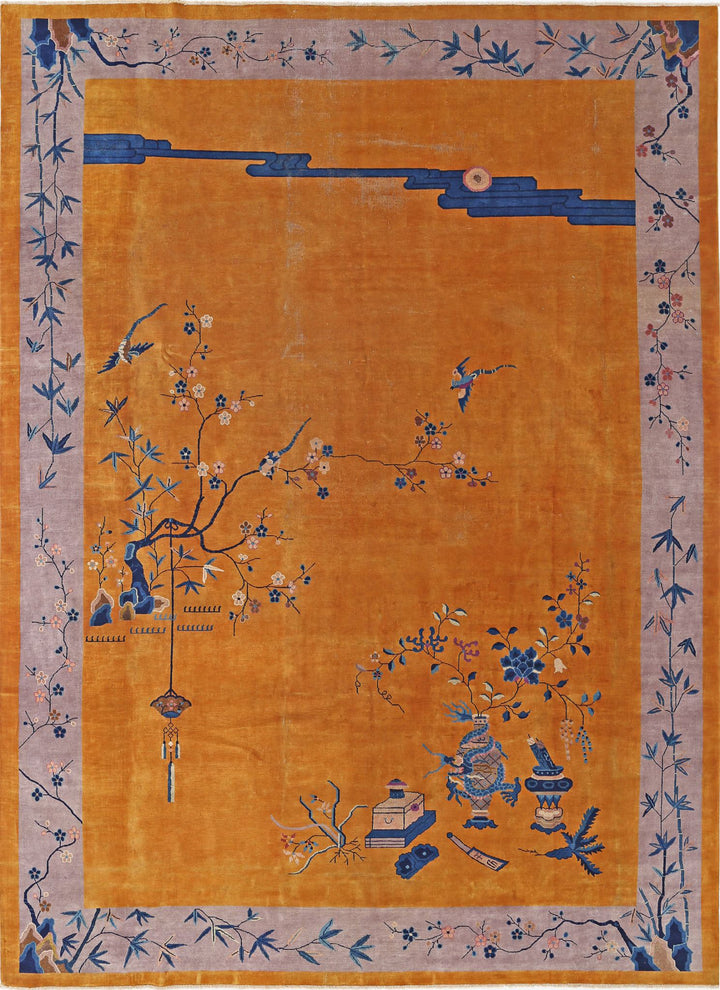 Hand Knotted Antique Nickel Wool Rug 9' 10" x 13' 2" - No. AT77055