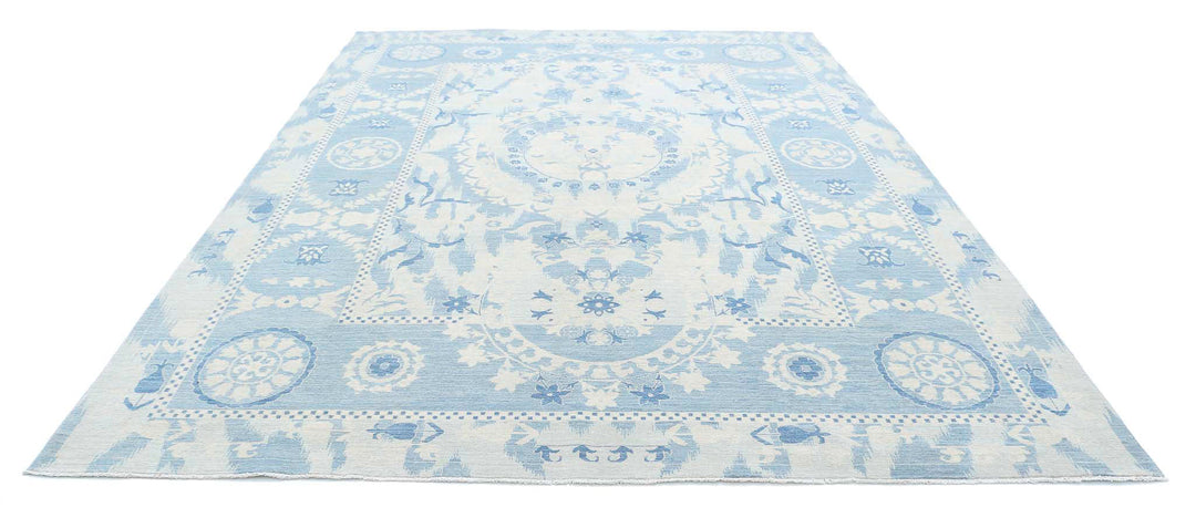 Hand Knotted Ikat Wool Rug 9' 0" x 11' 10" - No. AT52657