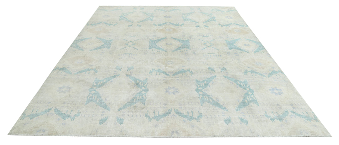 Hand Knotted Ikat Wool Rug 7' 10" x 9' 10" - No. AT58169