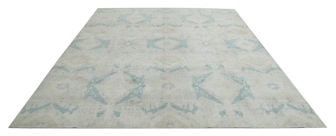 Hand Knotted Ikat Wool Rug 7' 10" x 9' 10" - No. AT58169