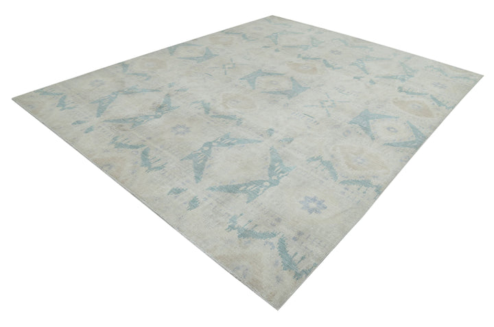 Hand Knotted Ikat Wool Rug 7' 10" x 9' 10" - No. AT58169