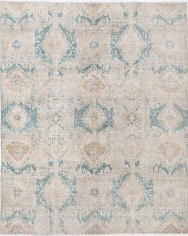 Hand Knotted Ikat Wool Rug 7' 10" x 9' 10" - No. AT58169