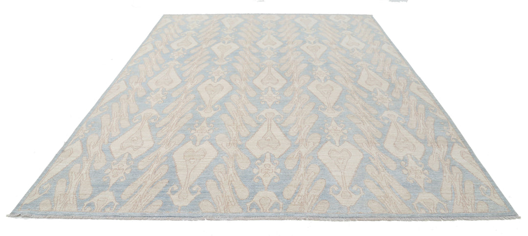 Hand Knotted Ikat Wool Rug 8' 8" x 11' 6" - No. AT14990