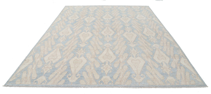 Hand Knotted Ikat Wool Rug 8' 8" x 11' 6" - No. AT14990