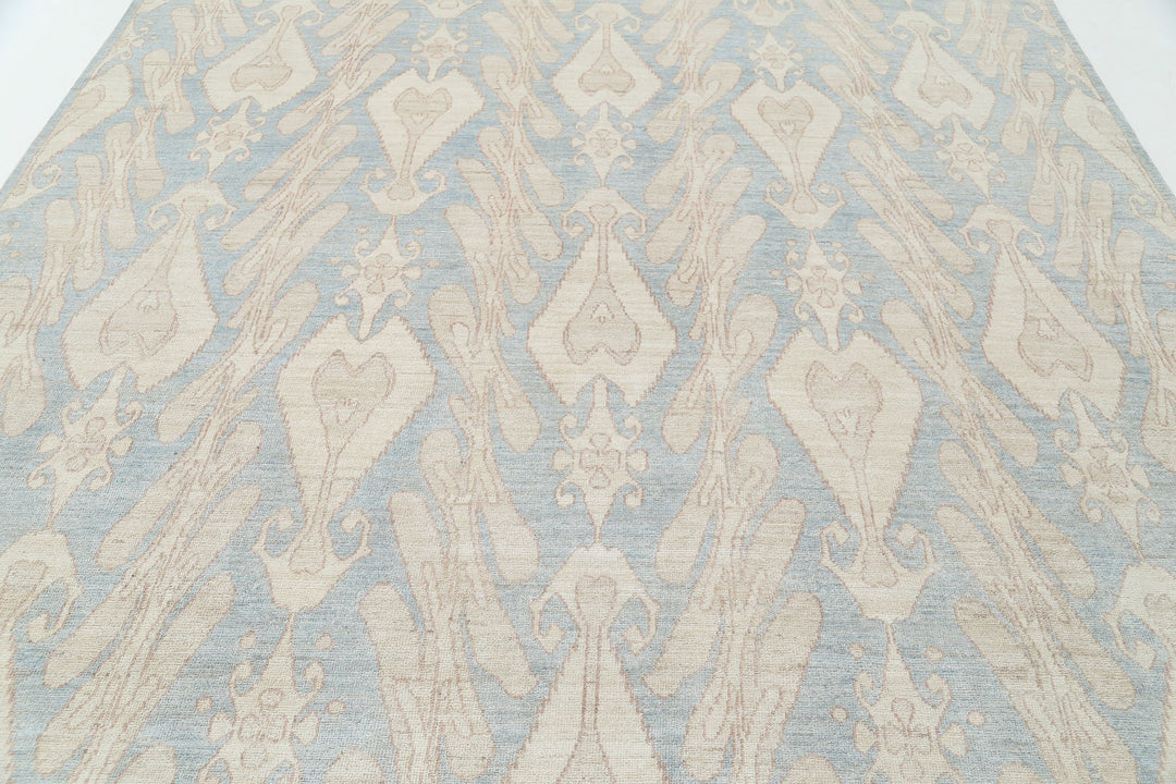 Hand Knotted Ikat Wool Rug 8' 8" x 11' 6" - No. AT14990