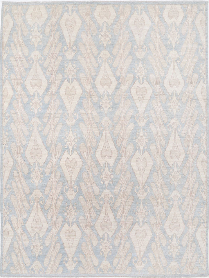 Hand Knotted Ikat Wool Rug 8' 8" x 11' 6" - No. AT14990