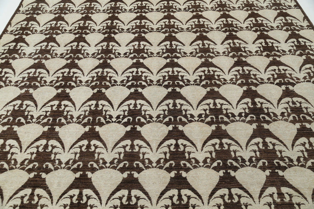 Hand Knotted Ikat Wool Rug 8' 8" x 12' 2" - No. AT74839