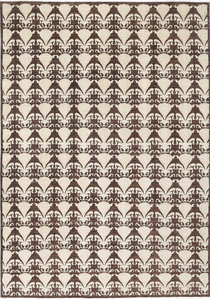 Hand Knotted Ikat Wool Rug 8' 8" x 12' 2" - No. AT74839