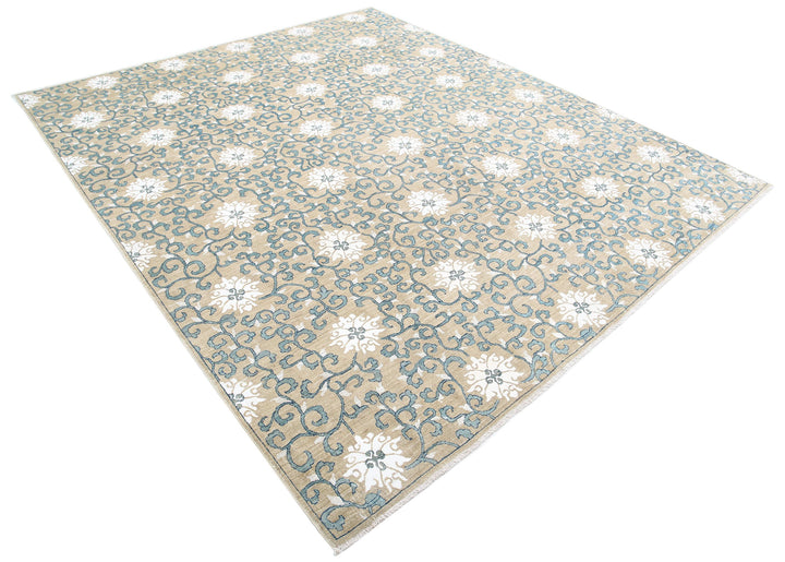 Hand Knotted Fine Artemix Wool & Silk Rug 8' 0" x 9' 5" - No. AT27593