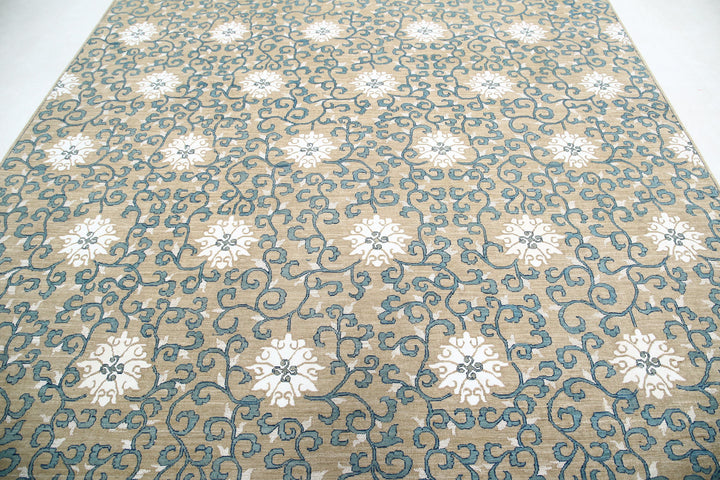 Hand Knotted Fine Artemix Wool & Silk Rug 8' 0" x 9' 5" - No. AT27593