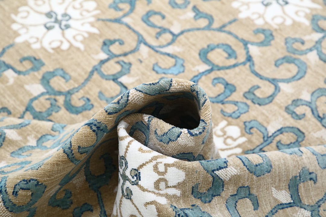 Hand Knotted Fine Artemix Wool & Silk Rug 8' 0" x 9' 5" - No. AT27593