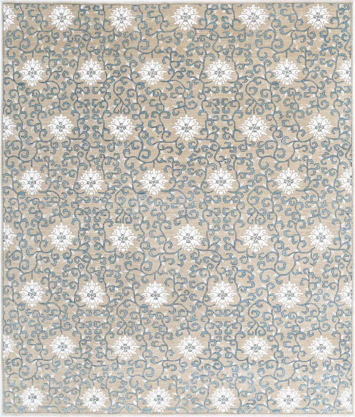 Hand Knotted Fine Artemix Wool & Silk Rug 8' 0" x 9' 5" - No. AT27593