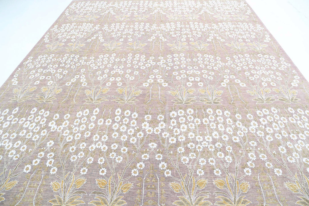 Hand Knotted Fine Artemix Wool & Silk Rug 9' 9" x 13' 8" - No. AT15523