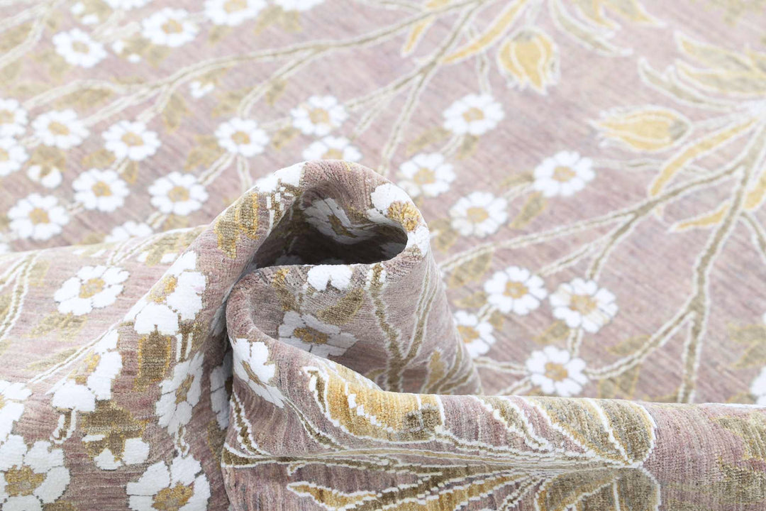 Hand Knotted Fine Artemix Wool & Silk Rug 9' 9" x 13' 8" - No. AT15523