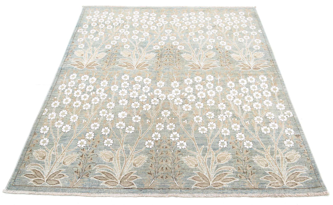 Hand Knotted Fine Artemix Wool & Cotton Rug 4' 9" x 5' 9" - No. AT68685