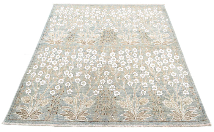 Hand Knotted Fine Artemix Wool & Cotton Rug 4' 9" x 5' 9" - No. AT68685
