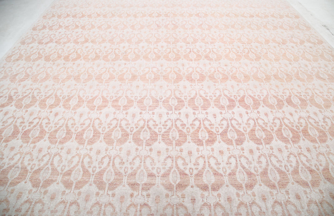 Hand Knotted Ikat Wool Rug 12' 1" x 17' 5" - No. AT19966