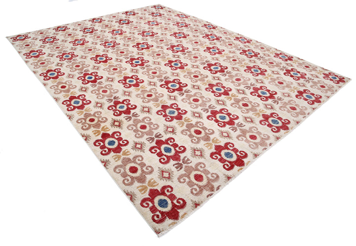 Hand Knotted Ikat Wool Rug 8' 9" x 11' 3" - No. AT78216