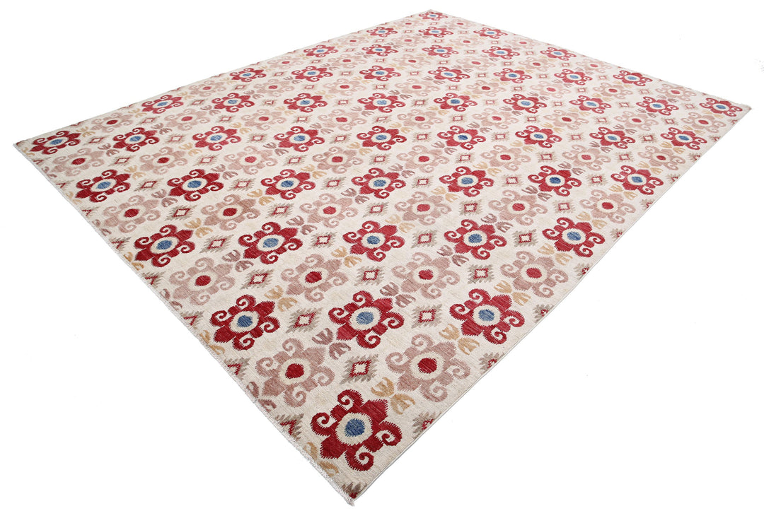 Hand Knotted Ikat Wool Rug 8' 9" x 11' 3" - No. AT78216