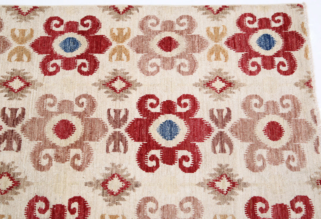Hand Knotted Ikat Wool Rug 8' 9" x 11' 3" - No. AT78216