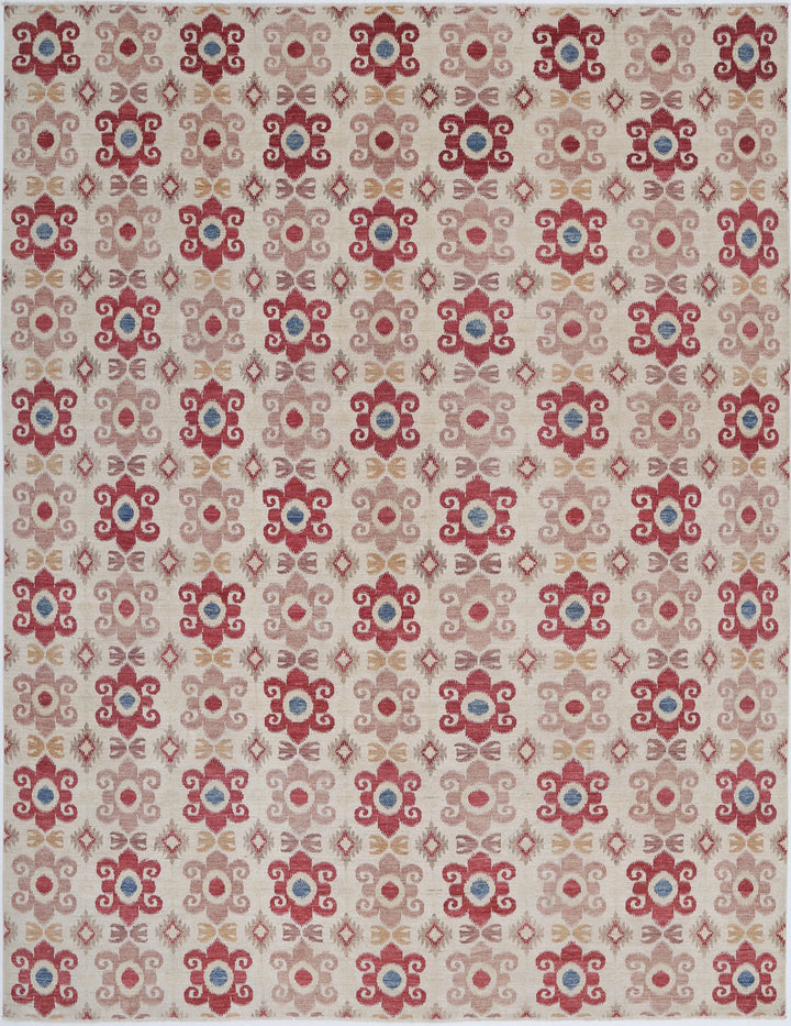 Hand Knotted Ikat Wool Rug 8' 9" x 11' 3" - No. AT78216