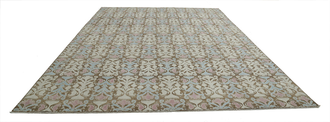 Hand Knotted Ikat Wool Rug 9' 9" x 13' 6" - No. AT30855