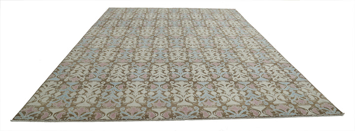 Hand Knotted Ikat Wool Rug 9' 9" x 13' 6" - No. AT30855