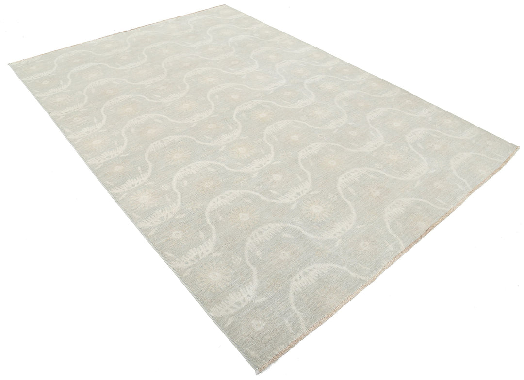 Hand Knotted Ikat Wool Rug 6' 3" x 9' 0" - No. AT78844