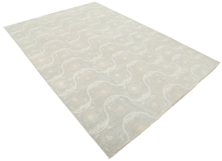 Hand Knotted Ikat Wool Rug 6' 3" x 9' 0" - No. AT78844