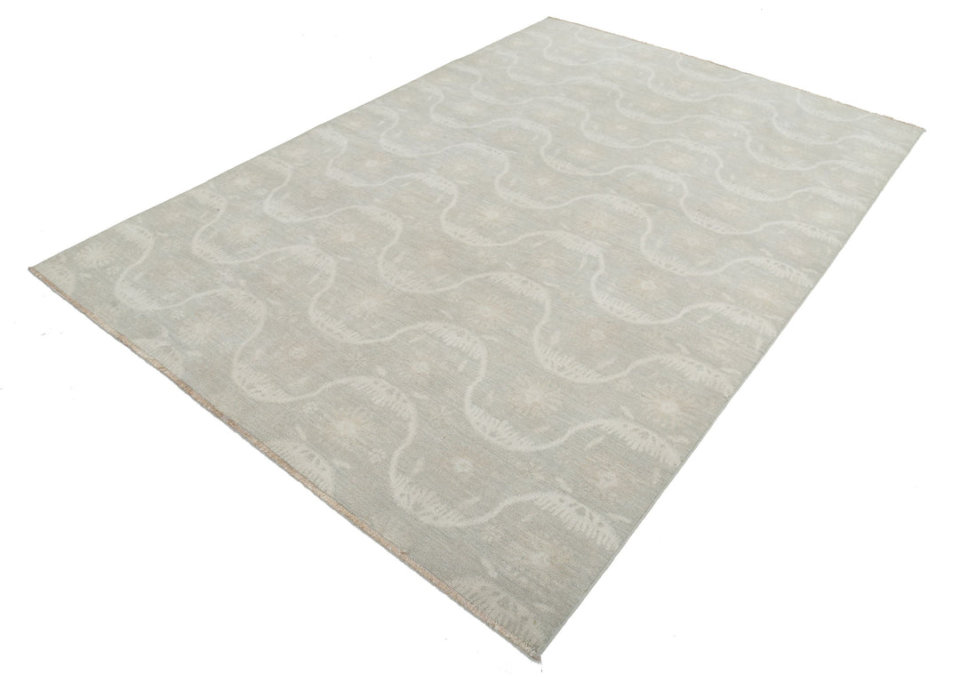 Hand Knotted Ikat Wool Rug 6' 3" x 9' 0" - No. AT78844