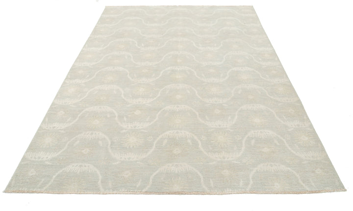 Hand Knotted Ikat Wool Rug 6' 3" x 9' 0" - No. AT78844