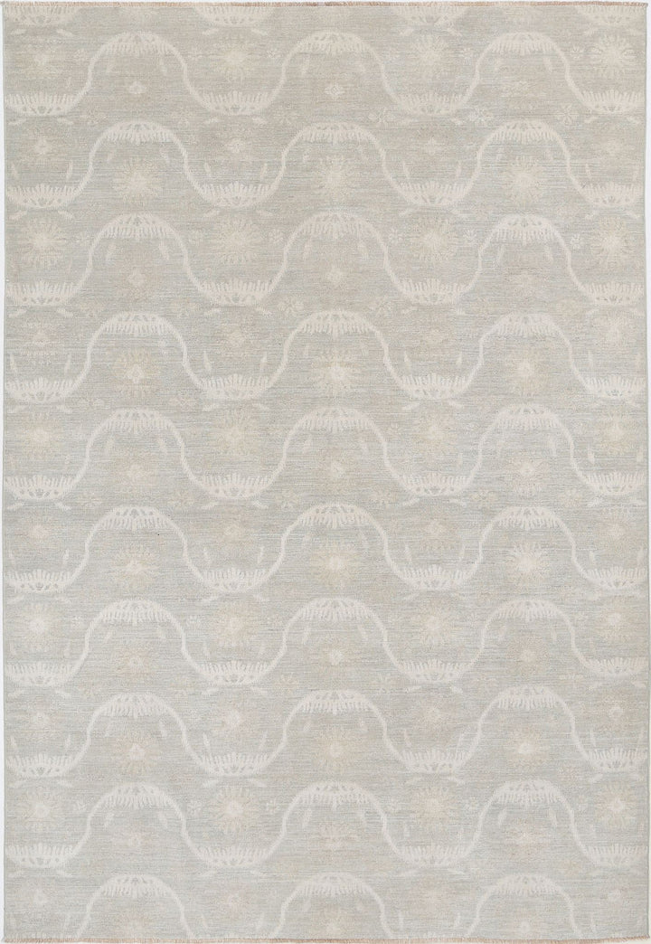 Hand Knotted Ikat Wool Rug 6' 3" x 9' 0" - No. AT78844