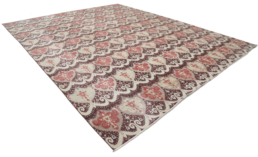 Hand Knotted Ikat Wool Rug 11' 9" x 14' 8" - No. AT11322