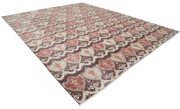 Hand Knotted Ikat Wool Rug 11' 9" x 14' 8" - No. AT11322