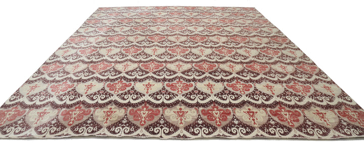 Hand Knotted Ikat Wool Rug 11' 9" x 14' 8" - No. AT11322
