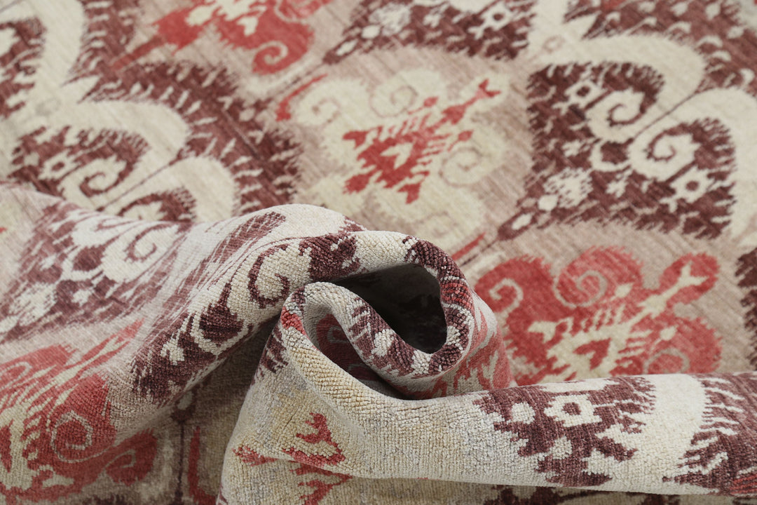 Hand Knotted Ikat Wool Rug 11' 9" x 14' 8" - No. AT11322